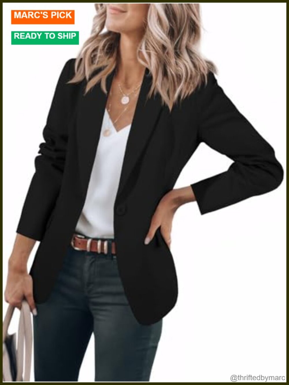 Cicy Bell Women's Open Front Long Sleeve Blazer Business Casual Suit Jacket